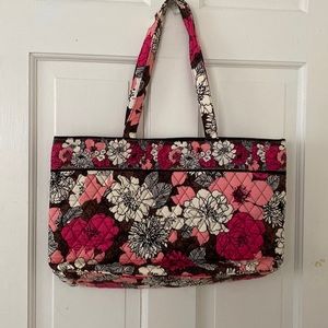 Mocha Rouge Pink and Brown Floral Vera Bradley Tote